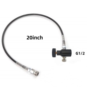 HPA CO2 Remote Hose Line Fill Station Whip Line for <b>Paintball</b> Pcp Tank Cylinder Refill With 20Inch Hose Quick DisconnectSodastre - Product Image 1