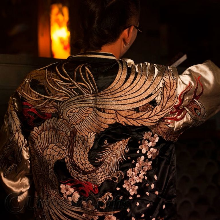 Vintage Ukiyo-E Yokosuka Jacket - Embroidered Phoenix