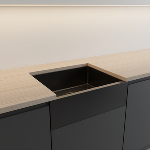 Évier de cuisine à cuve unique 18x10 pouces à encastrer en acier inoxydable noir mat finition canon de fusil design contemporain - Product Image 2