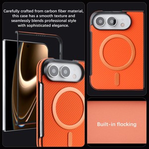 เคสโทรศัพท์มือถือแม่เหล็กเนื้อคาร์บอนไฟเบอร์คุณภาพสูงสำหรับ iPhone 18 ultra 17 16 15 Pro Max ฝาหลังแบบพับได้ - Product Image 3