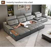 Modelo 2026 Sofá Cama Plegable Multifuncional de Estilo Simple para Apartamentos Pequeños, en Cuero Crema para Sala de Estar