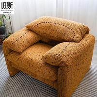 Fauteuil de détente individuel en chenille couleur caramel, design moderne et luxueux, pour la maison, le salon, le bureau, le balcon, l'entrepôt
