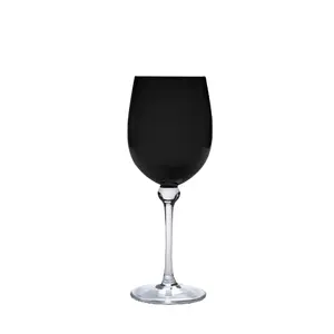 Grosir elegan gratis gagang panjang gelas minum anggur kacamata hitam putih pernikahan dicetak ulang tahun gelas anggur untuk pesta acara menyenangkan