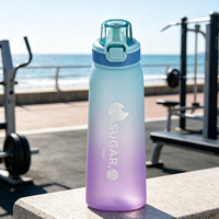 Bouteille d'eau sport sans sucre, parfumée aux fruits magiques, avec couvercle à ouverture rapide, résistante aux fuites, en plastique, pour l'école, la salle de sport, le camping
