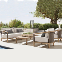 Ensemble de canapés en teck pour loisirs de plein air, résistant à l'eau et aux UV, pour cour, balcon, villa, gîte, jardin, table et chaises