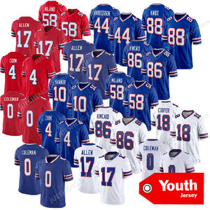 قميص كرة القدم الشبابي لفريق بوفالو 2025، رقم 17 جوش ألين، 40 فون ميلر، 86 كينكاييد، 4 كوك، 58 ميلانو، 0 كولمان، أبيض اللون، مطرز - Product Image 1