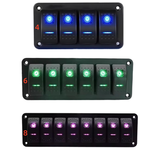 Panel de interruptores basculantes de aluminio con iluminación LED de 4/6/8 posiciones, 12V/24V, función de encendido/apagado <span class=keywords><strong>para</strong></span> coche, barco, camión, Jeep, RV - Product Image 6