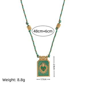 Kalung Manik-manik Gaya Bohemian dengan Kartu <span class=keywords><strong>Tarot</strong></span> Geometris dan Trendi, Berlapis Emas Tembaga dengan Liontin Hati, Hadiah - Product Image 2