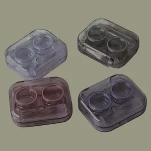 糖果色女孩隐形眼镜盒迷你透明便携式隐形眼镜盒，带镊子吸棒套装，用于旅行套件支架