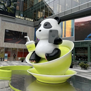 Esculturas de Animales de Dibujos Animados de Fibra de Vidrio de Gran Tamaño para Centros Comerciales, Escultura de Panda Gigante de Fibra de Vidrio para Exteriores, Personalizable - Product Image 3