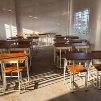Mobilier scolaire primaire chaise d'étude pour étudiant unique contreplaqué Durable conception en bois ensemble de bureau et de chaises de salle de classe