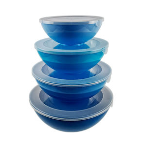 Juego de 6 Tazones de Plástico PP Todo en Uno con Tapas Herméticas, Ecológicos, Aptos para Microondas, Apilables para Servir, Almacenar y Mezclar - Product Image 1