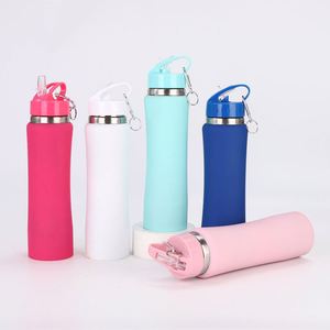 Bouteille d'eau sport en acier inoxydable personnalisable par sublimation, 600 ml, 750 ml, avec couvercle à paille, portable pour le camping et la gym - Product Image 5