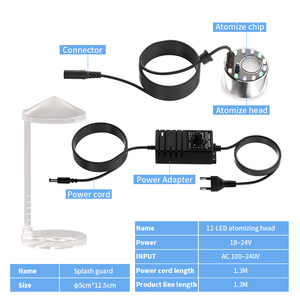 Générateur de brouillard atomisant 24V en acier inoxydable, à tête unique réglable, pour brumisation d'aquarium DIY et humidificateur de paysage artificiel - Product Image 2