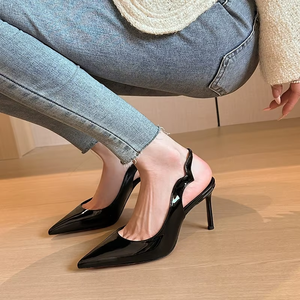 Summer New Sexy Red Sole Branded Party <b>Shoes</b> Shallow Mouth After Empty Single Heeled Sandals Pointy Stiletto Heels for Women - Product Image 2