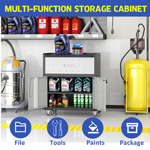 Carrito de Herramientas Móvil de Acero con Cajón y Puertas Dobles, Gabinete de Almacenamiento con Cerradura para Taller o Garaje - Product Image 6