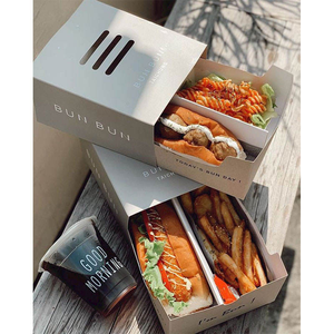 Caja de papel de cartón mate <span class=keywords><strong>para</strong></span> embalaje de comida rápida desechable de lujo <span class=keywords><strong>para</strong></span> restaurantes <span class=keywords><strong>para</strong></span> llevar perros calientes Pasta patatas fritas Sushi - Product Image 3