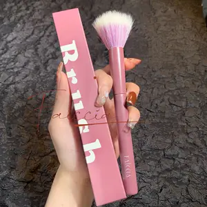 YUE Wholesale 1PC Powder Brush Blush Loose Powder Brush Makeup Pink Color Plastic Handle Make Up Single Brush