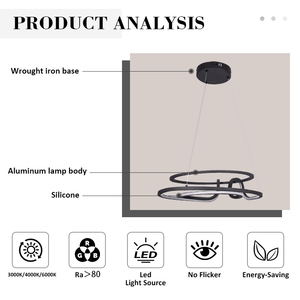 <span class=keywords><strong>Lampadario</strong></span> a Sospensione LED con <span class=keywords><strong>Doppio</strong></span> Anello per Sala da Pranzo e Bar, Design Moderno in Oro Caldo per Soggiorno - Product Image 5