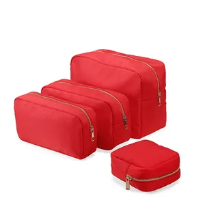 حقيبة سفر كبيرة الحجم من النايلون عالية الجودة متوفرة بـ 17 لونًا حقيبة مستحضرات تجميل صغيرة بسحاب حقائب مكياج من النايلون للمحافظ