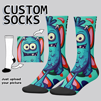 Chaussettes tricotées à imprimé numérique motif monstre pop art de dessin animé amusant, personnalisées ODM, en Spandex, décontractées, coupe basse, faible MOQ, échantillon rapide, support quotidien