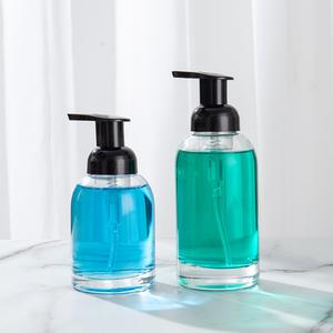 Hand Washing 250ML 375ML Thick Bottom Clear Ftosted Foam Pump Bottle Soap Dispenser with Black Plastic Pump