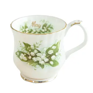 Luxury Month Coffee Cup Party Gift European Vintage Flower Royal Bone China Tea Cup Porcelain Ceramic Milk Mugs