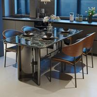 Table à manger ronde élégante avec plateau en marbre et 6 chaises, ensemble de salle à manger moderne et élégant pour hôtel et villa