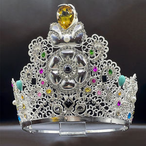 American Miss Earth ajustable desfile corona ganador Tiaras con piedra de diamantes de imitación verde amarillo - Product Image 2