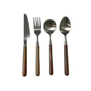 Juego de cubiertos de acero inoxidable con mangos de madera de nogal, grado 304, para el hogar, restaurante, hotel, cocina occidental, carne. - Product Image 4