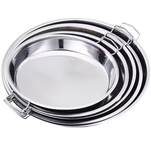 Plateaux de cuisson vapeur en acier inoxydable à double anse, assiettes vapeur circulaires, réutilisables, de qualité alimentaire, sans BPA, vente en gros - Product Image 1