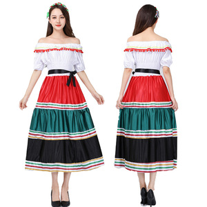 Venta al por mayor Cinco De Mayo Halloween carnaval niñas vestido español Brasil mexicano tradicional vestido largo trajes de baile - Product Image 3