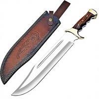 Couteau pliant de camping de haute qualité en acier inoxydable, pointe tombante, manche en bois, pour la chasse en extérieur, avec étui en cuir, OEM