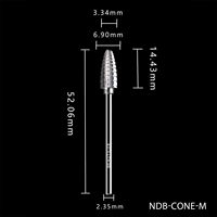 Kit de retrait rapide du vernis à ongles en gel Beautilux avec embouts en carbure de tungstène 3/32'' en acier inoxydable NDB-CONE-M pour manucure et pédicure