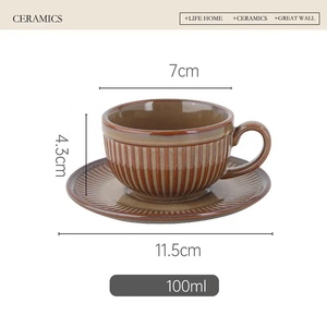 100ml nuovo piccolo piatto <span class=keywords><strong>di</strong></span> stampo tazza marrone comprese tazze in ceramica per il caffè Espresso - Product Image 5