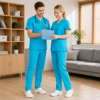 Ensemble de blouses médicales unisexe en polycoton, coutures durables, multi-poches, vente chaude pour le secteur médical et les spas