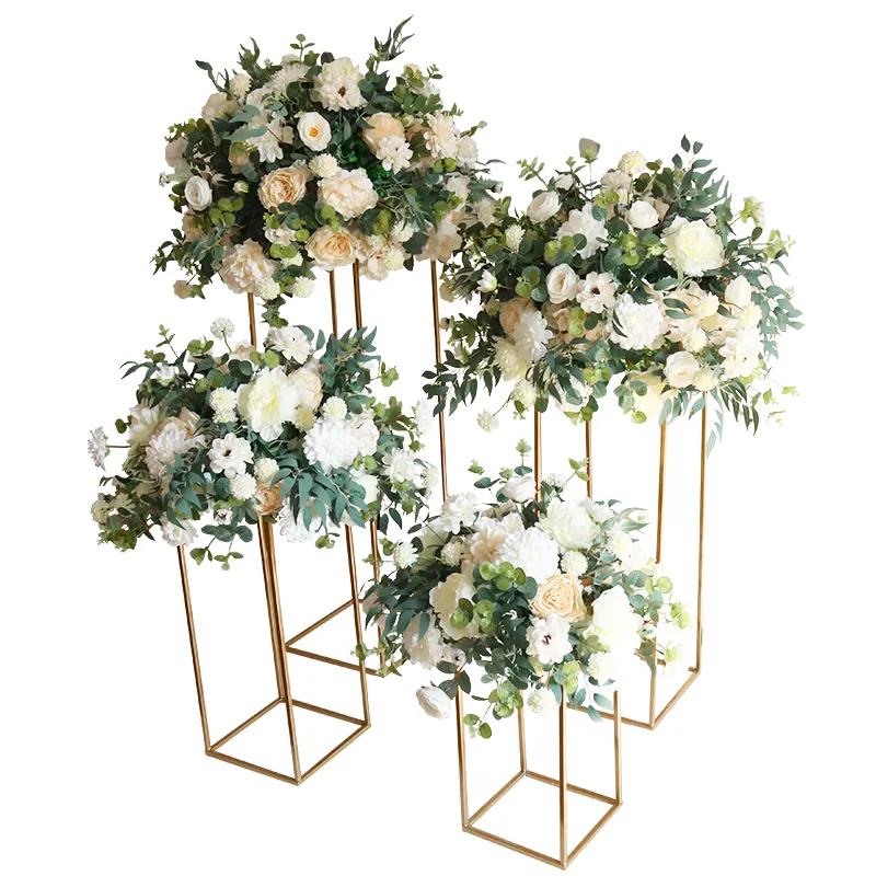 Venda quente flores artificiais peça central flores casa casamento decoração eucalipto folhas casamento flor bolas casamento tabela
