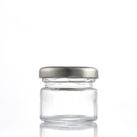 Bon marché, mini pot à confiture de miel en verre rond transparent de 25ml avec couvercle en métal