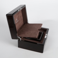Boîte de Rangement Personnalisée pour Montre en Bois Marron, Luxe, Marque avec Logo, 1 Fente, Boîte Créative Peinte avec Boîte en Papier, Charnière Argentée, Emballage Cadeau