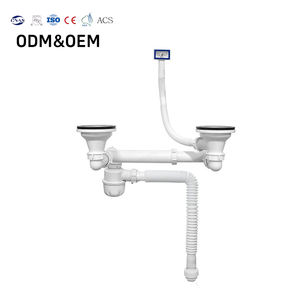 Filtro de fregadero de doble cubeta de gran venta, con escurridor trasero, que ahorra espacio en el gabinete y con tubería de longitud ajustable - Product Image 1