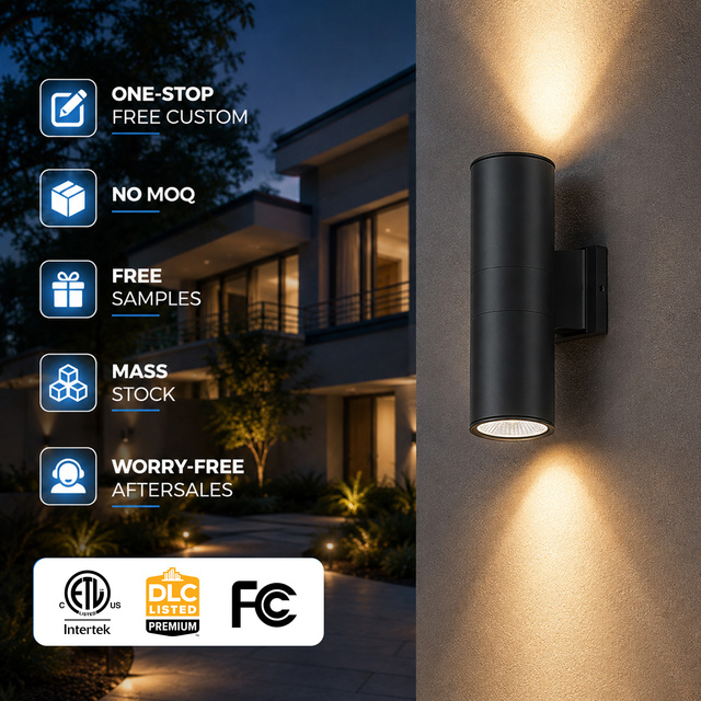 DLC Certified Factory Direct Premium LED Exterior Wall Lighting 5CCT Tunable Dusk to Dawn Commercial Residential Wall Mount