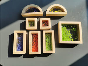 Juguetes sensoriales de madera Montessori, bloques sensoriales, cuentas líquidas, arena, goma, madera, apilamiento de acrílico - Product Image 4