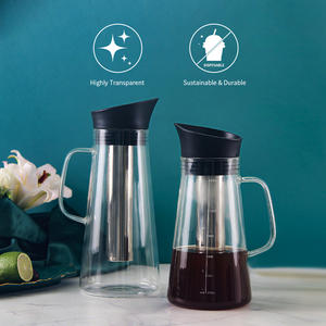 Pot kaca borosilikat 1200ML 1500ML, Pot kaca teh kopi dengan Filter baja tahan karat kepadatan tinggi - Product Image 2