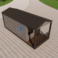Cabane de jardin modulaire préfabriquée pour bureau et stockage avec mur de briques grises et cadre en métal Maison-conteneur pour l'extérieur
