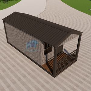 Cabaña de jardín modular, Oficina prefabricada y solución de almacenamiento con pared de ladrillo gris y marco de metal, casa contenedor de vida al aire libre - Product Image 6