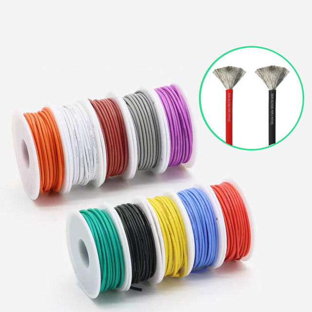 600V Stranded Heating Silicone Rubber Cable Super Flexible Electric 4 6 8 10 12 14 18 22 24 26 28 AWG Silicone Wire