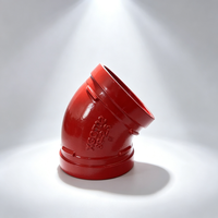 Coude rainuré à 45 degrés pour systèmes de protection incendie en fonte ductile, installation rapide