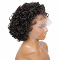 Perruque Courte Bouclée Pixie Sans Colle Prête à Porter en Cheveux Humains Naturels, Dentelle Frontale HD 13x4, Cheveux Vierges Bruts Pré-épilés