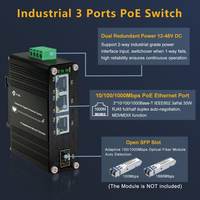 Mini Switch Industrial de 4 Puertos 10/100/1000Mbps Gigabit Ethernet POE+ con Puerto SFP, Soporte para Montaje en Riel DIN/Pared, 12-48V DC
