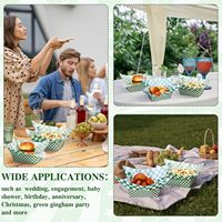 Barquettes alimentaires jetables à carreaux, résistantes à la graisse, pour fêtes, snacks, restaurants, plats à emporter et pique-niques